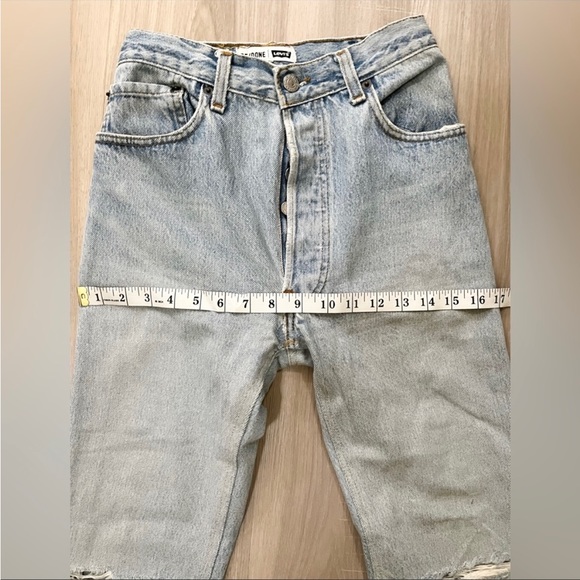 redone vintage levi’s 501 straight jeans size 24 - Picture 6 of 11